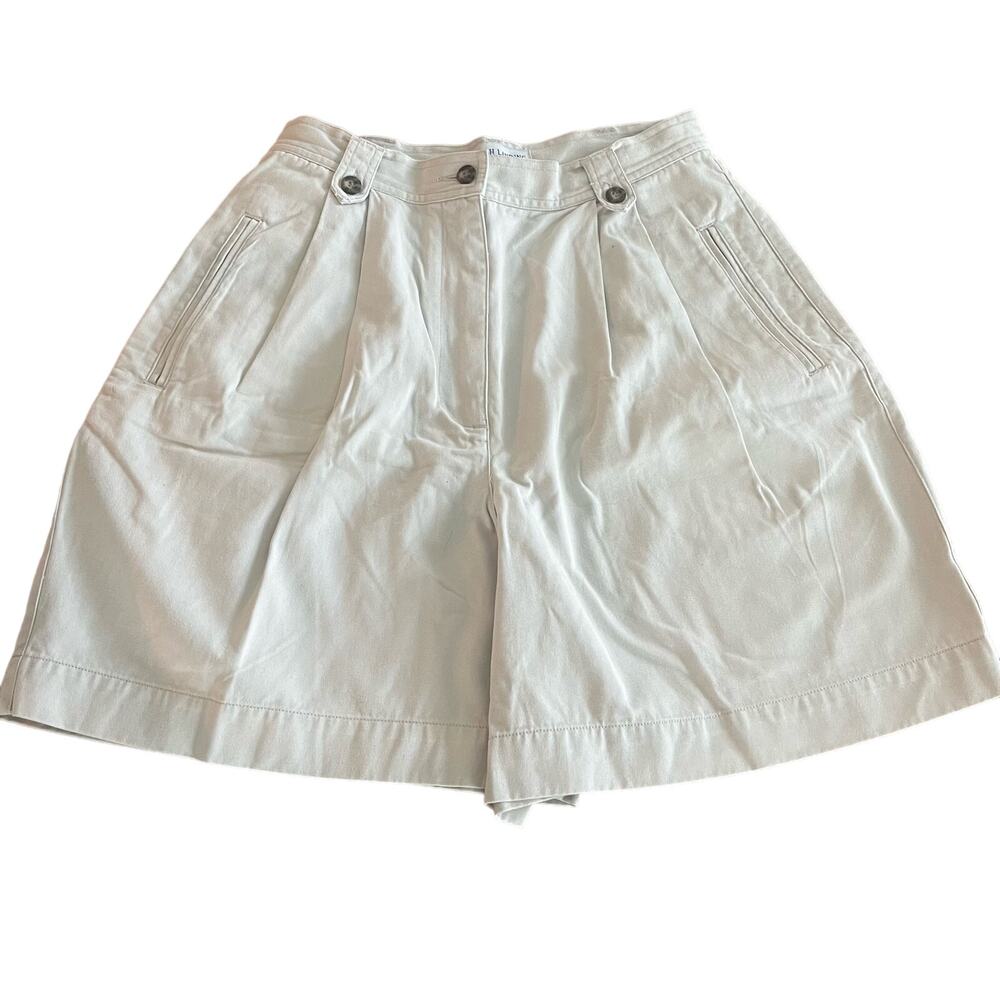 Vintage 90’s Light Khaki High Waisted Cotton Mom Shorts-Size 10